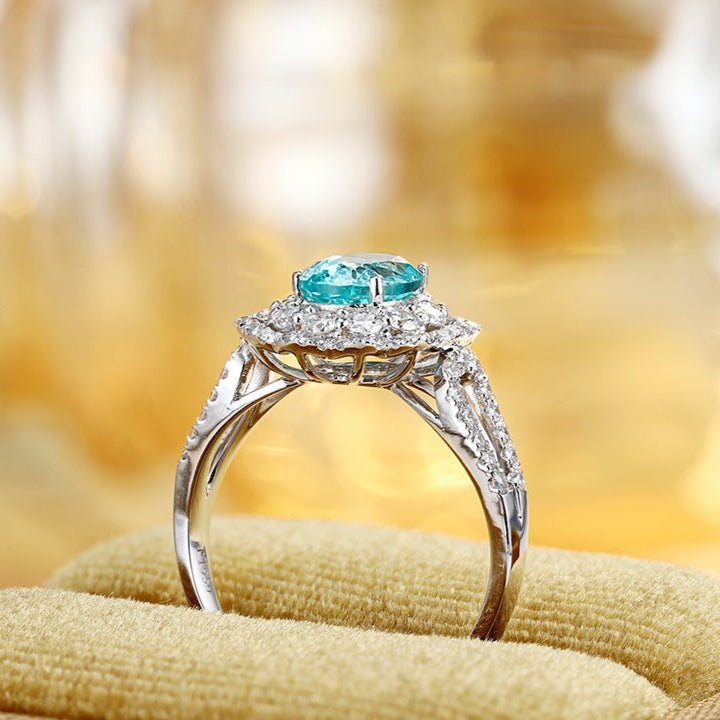 PT950 2.25ct Oval Shape Lab Grown Paraiba Ring