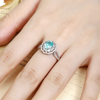PT950 2.25ct Oval Shape Lab Grown Paraiba Ring
