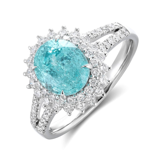 PT950 2.92ct Oval Shape Lab Grown Paraiba Ring
