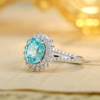 PT950 2.92ct Oval Shape Lab Grown Paraiba Ring