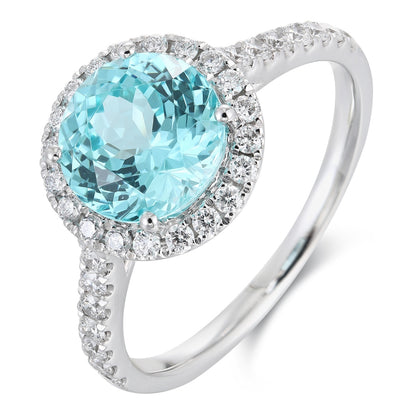 PT950 3.22ct Circular Lab Grown Paraiba Ring