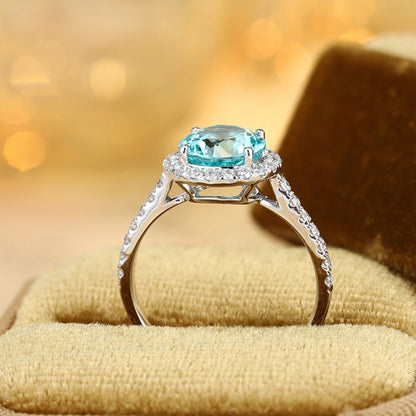 PT950 3.22ct Circular Lab Grown Paraiba Ring
