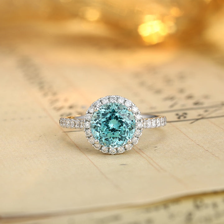 PT950 3.22ct Circular Lab Grown Paraiba Ring