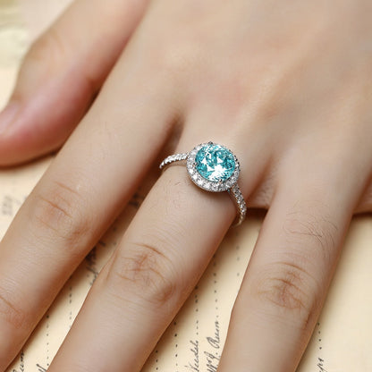 PT950 3.22ct Circular Lab Grown Paraiba Ring