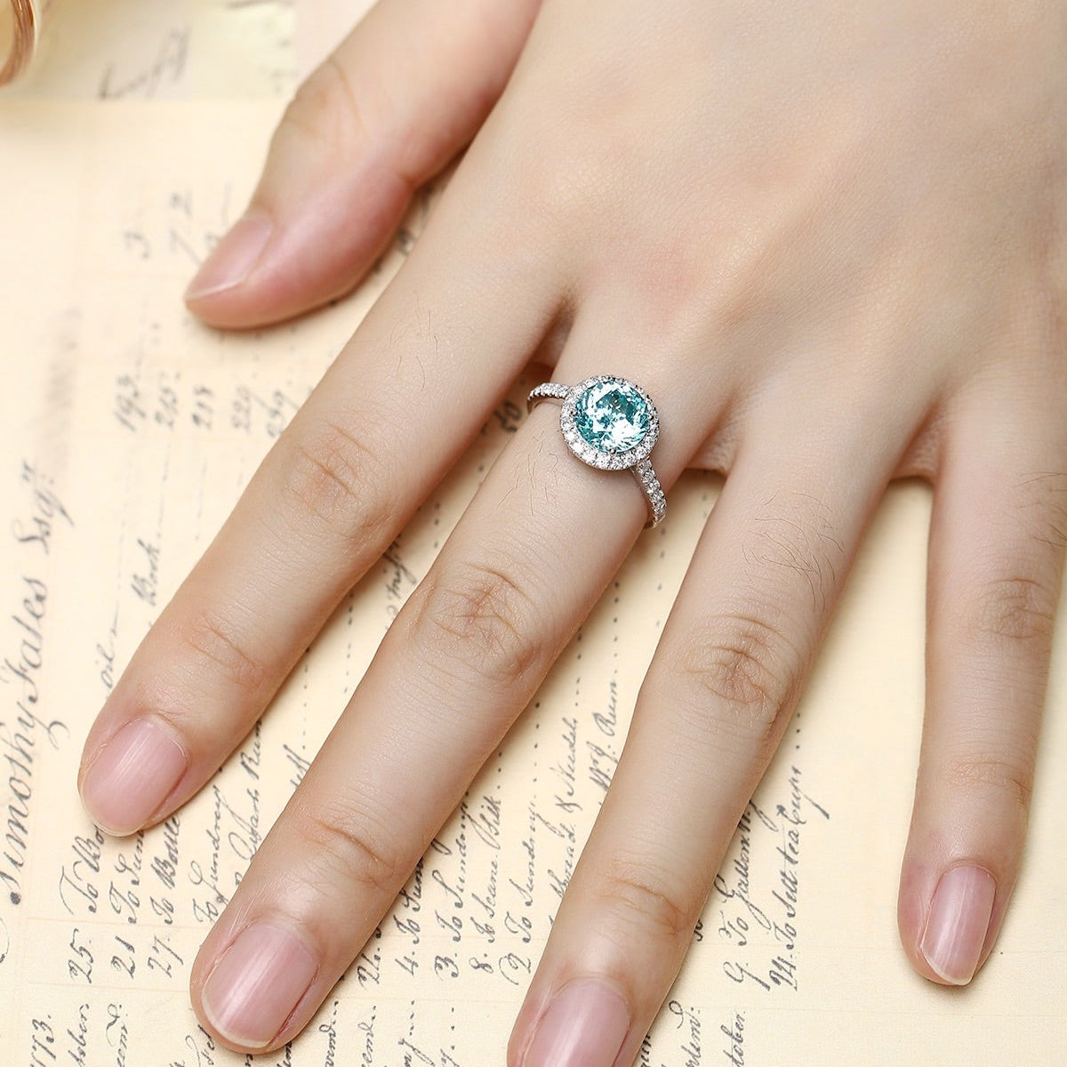 PT950 3.22ct Circular Lab Grown Paraiba Ring