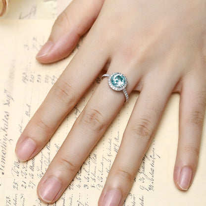 PT950 3.22ct Circular Lab Grown Paraiba Ring