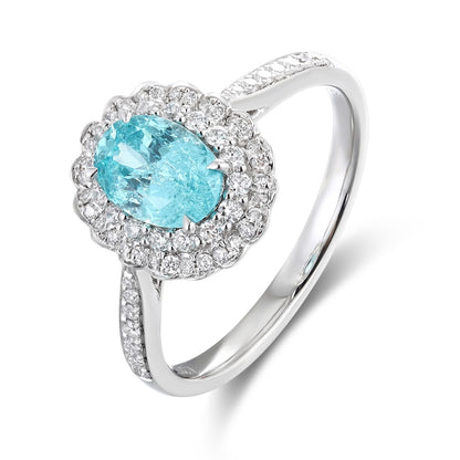 PT950 1.29ct Oval Shape Lab Grown Paraiba Ring