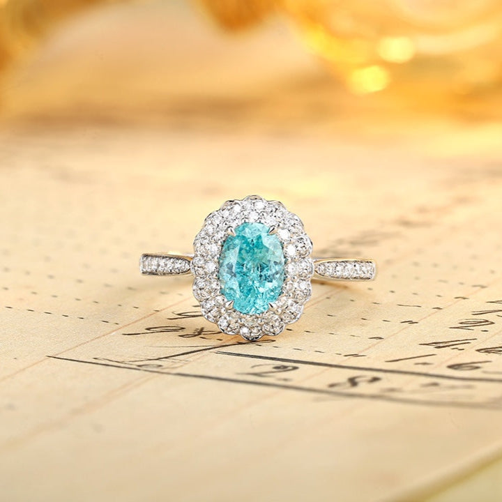 PT950 1.29ct Oval Shape Lab Grown Paraiba Ring