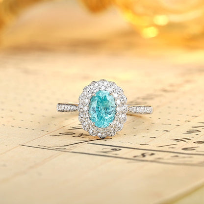PT950 1.29ct Oval Shape Lab Grown Paraiba Ring