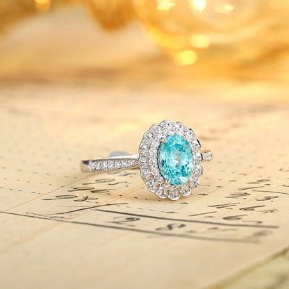 PT950 1.29ct Oval Shape Lab Grown Paraiba Ring