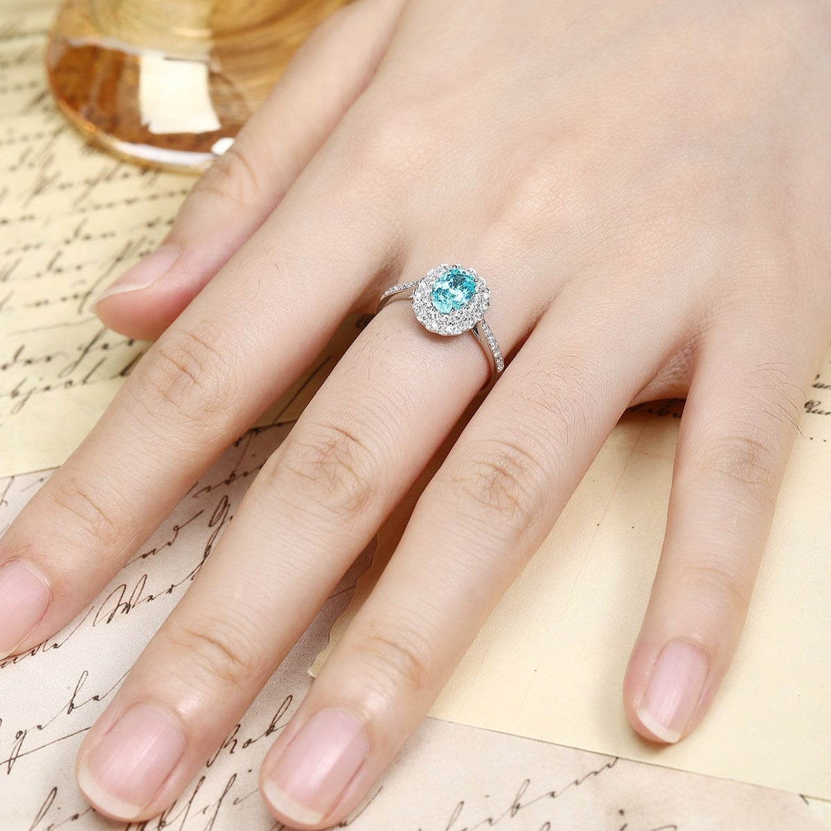 PT950 1.29ct Oval Shape Lab Grown Paraiba Ring