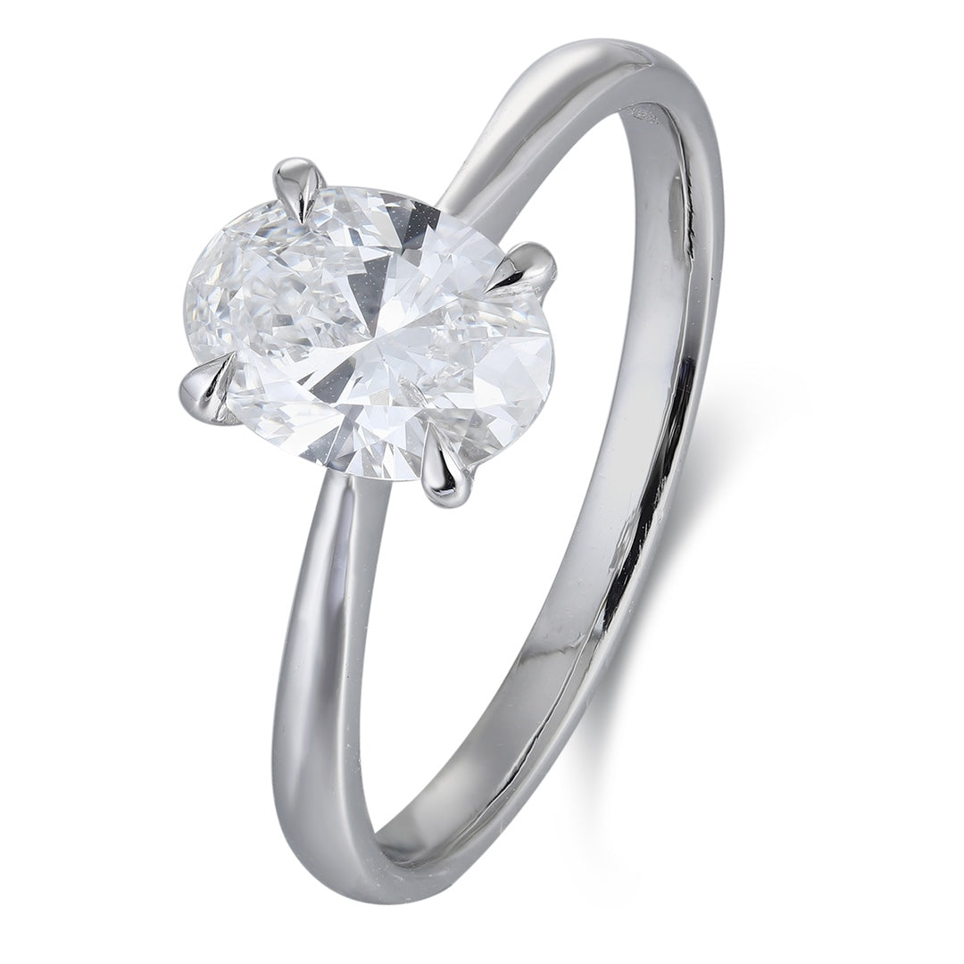PT950 1.00ct Oval Shaped Lab Grown Diamond Single Diamond Ring