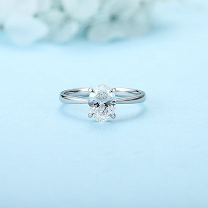 PT950 1.00ct Oval Shaped Lab Grown Diamond Single Diamond Ring