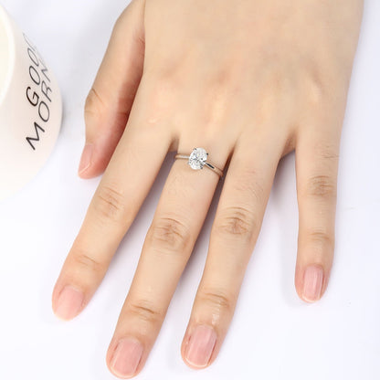 PT950 1.00ct Oval Shaped Lab Grown Diamond Single Diamond Ring