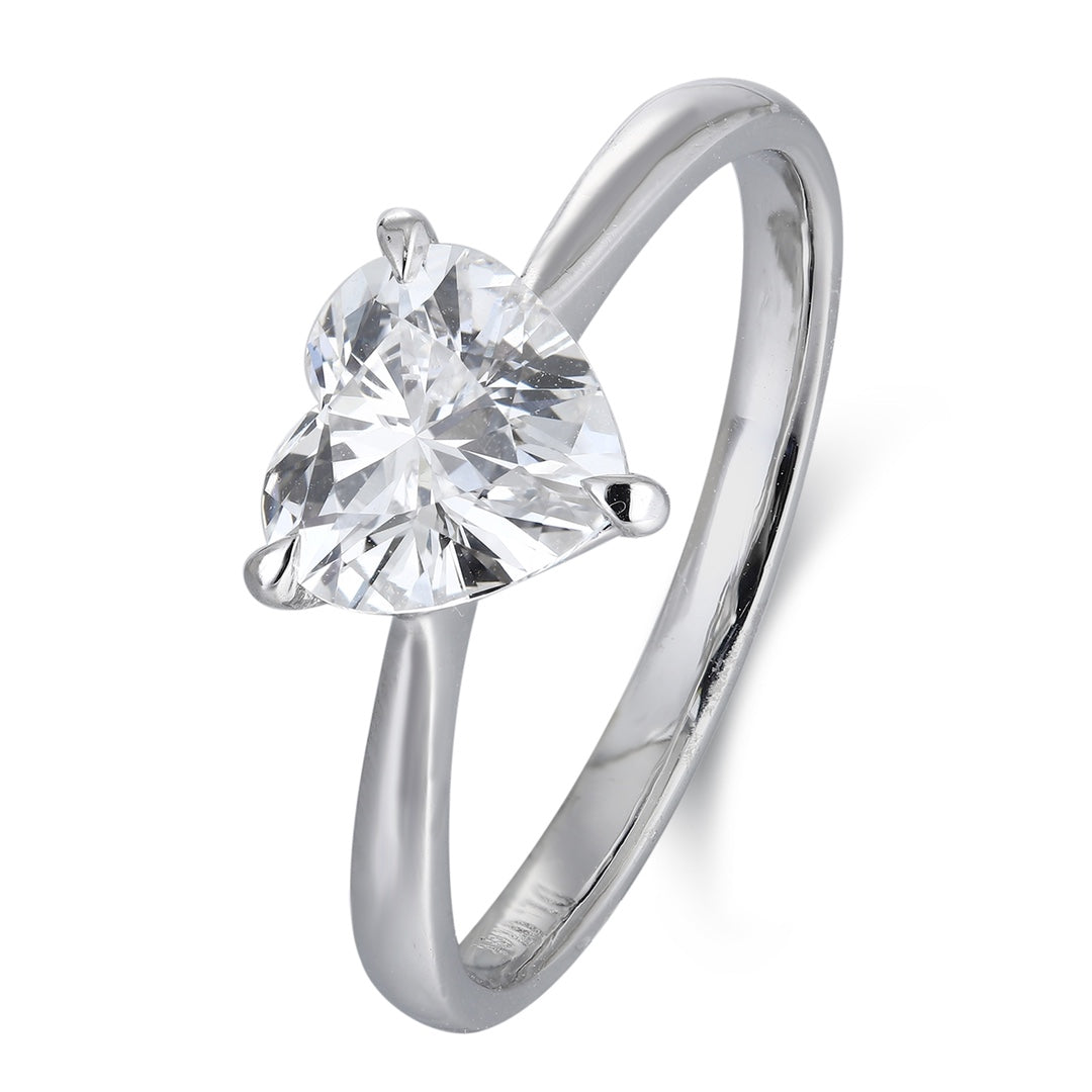 PT950 1.00ct Heart Shaped Lab Grown Diamond Single Diamond Ring