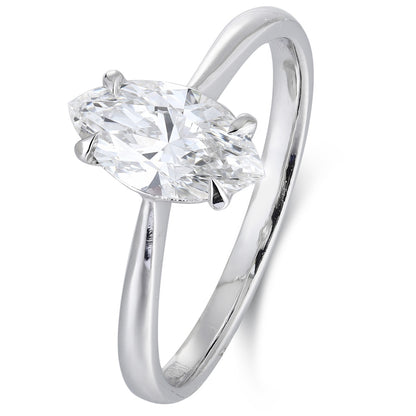 PT950 1.00ct Marquise Shape Lab Grown Diamond Ring Single Diamond Ring