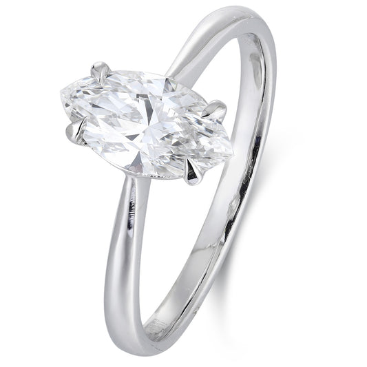 PT950 1.00ct Marquise Shape Lab Grown Diamond Ring Single Diamond Ring