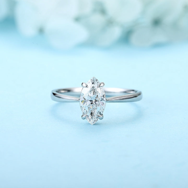 PT950 1.00ct Marquise Shape Lab Grown Diamond Ring Single Diamond Ring