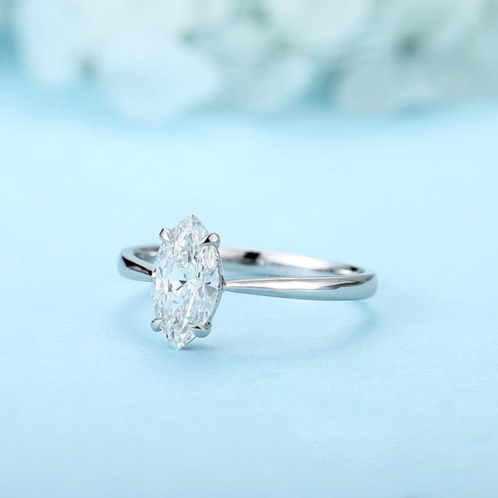 PT950 1.00ct Marquise Shape Lab Grown Diamond Ring Single Diamond Ring