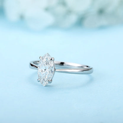 PT950 1.00ct Marquise Shape Lab Grown Diamond Ring Single Diamond Ring