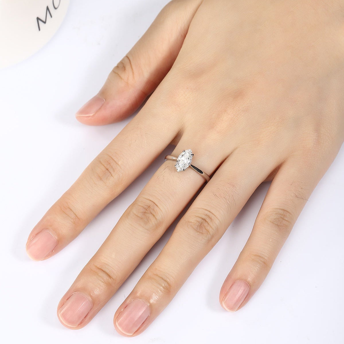 PT950 1.00ct Marquise Shape Lab Grown Diamond Ring Single Diamond Ring