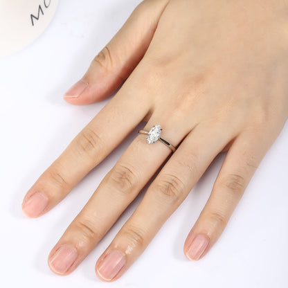 PT950 1.00ct Marquise Shape Lab Grown Diamond Ring Single Diamond Ring