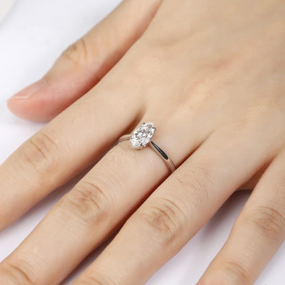 PT950 1.00ct Marquise Shape Lab Grown Diamond Ring Single Diamond Ring