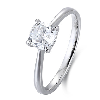 PT950 1.00ct Cushion Shape Lab Grown Diamond Ring Single Diamond Ring