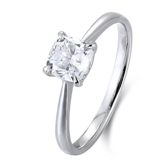 PT950 1.00ct Cushion Shape Lab Grown Diamond Ring Single Diamond Ring