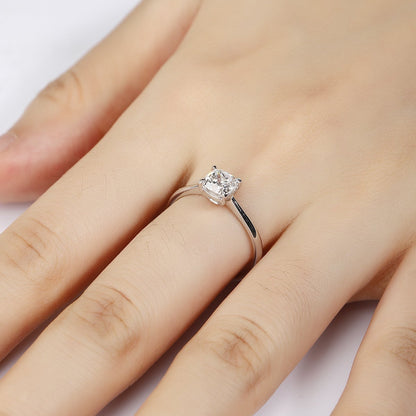 PT950 1.00ct Cushion Shape Lab Grown Diamond Ring Single Diamond Ring