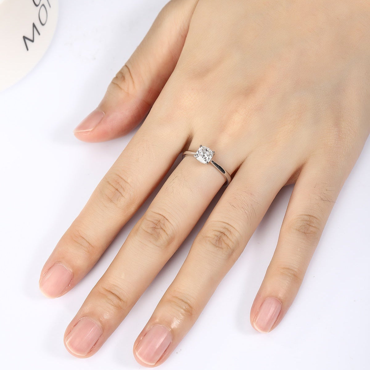 PT950 1.00ct Cushion Shape Lab Grown Diamond Ring Single Diamond Ring