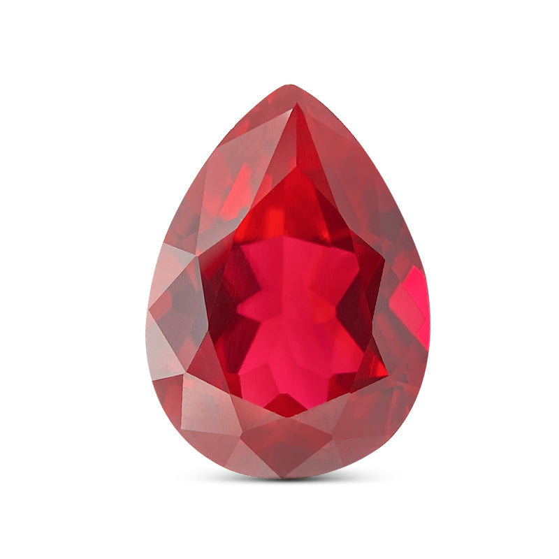 Flame Melted Pear Shape Lab Grown Ruby