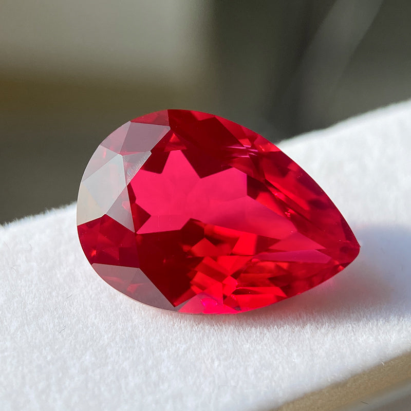 Precision Cut Pear Shape Lab Grown Ruby