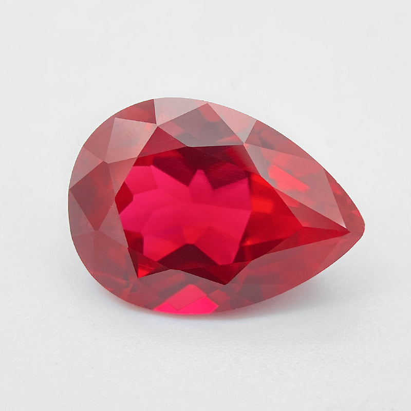 Flame Melted Pear Shape Lab Grown Ruby