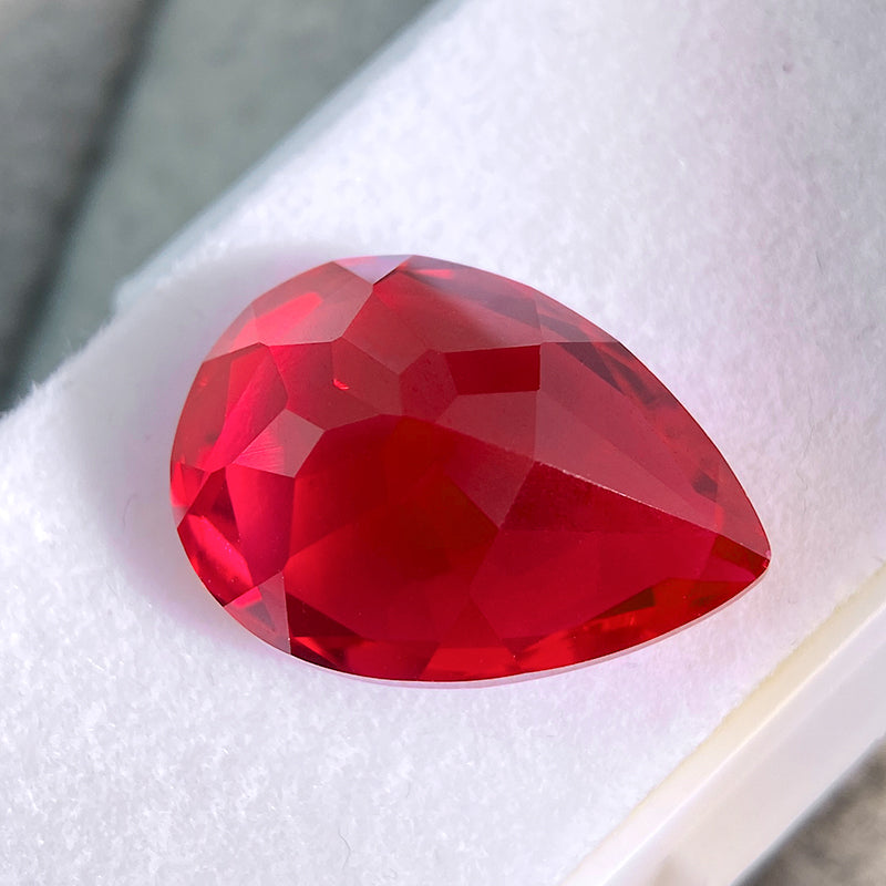 Precision Cut Pear Shape Lab Grown Ruby