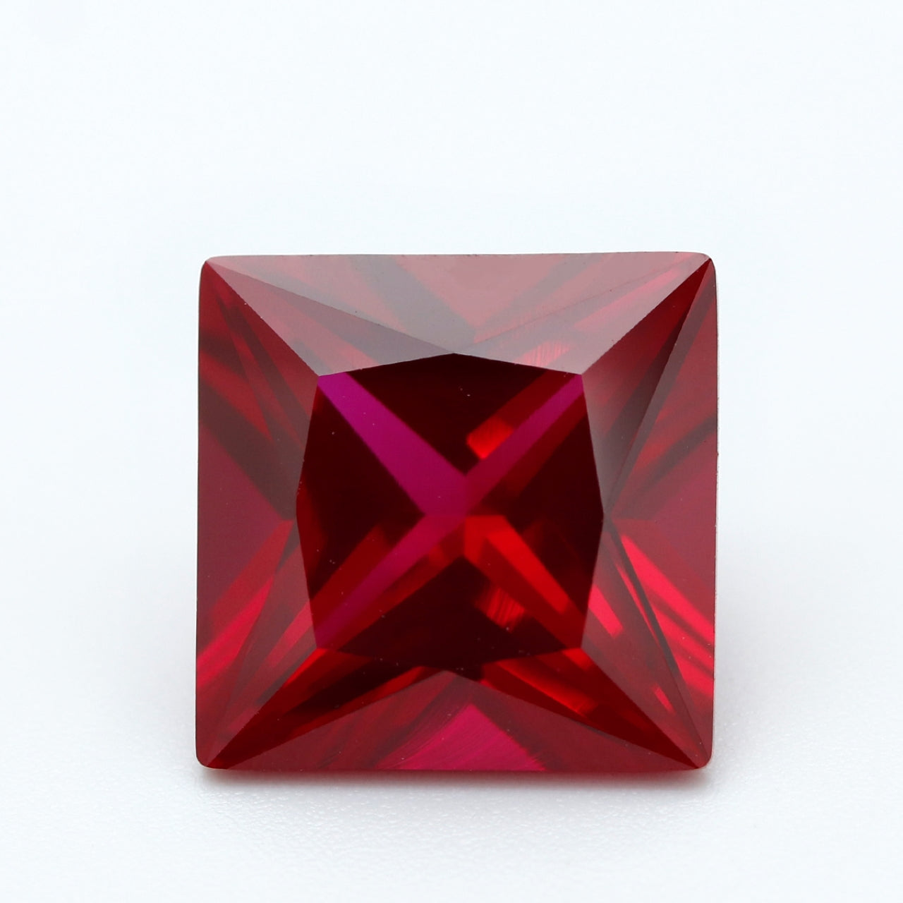 Flame Melted Princess Cut Lab Grown Ruby