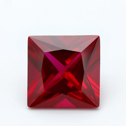 Flame Melted Princess Cut Lab Grown Ruby