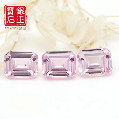 Flame Melted Lab Grown Morgan Pink Emerald Cut