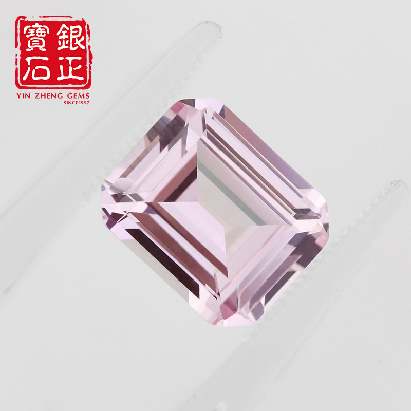 Flame Melted Lab Grown Morgan Pink Emerald Cut