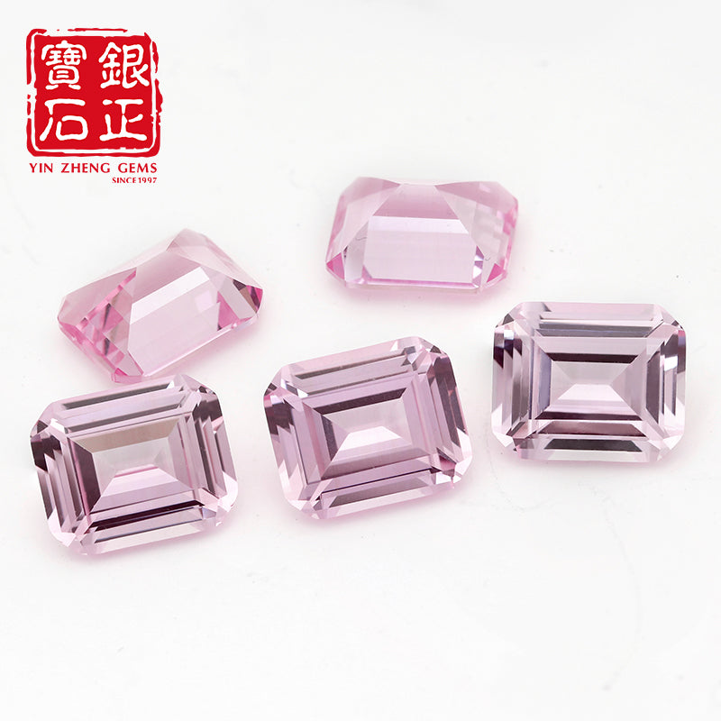 Flame Melted Lab Grown Morgan Pink Emerald Cut