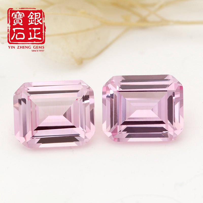 Flame Melted Lab Grown Morgan Pink Emerald Cut