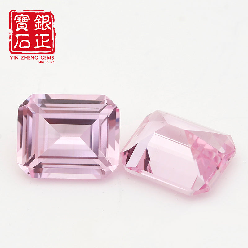 Flame Melted Lab Grown Morgan Pink Emerald Cut