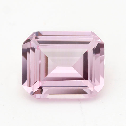 Flame Melted Lab Grown Morgan Pink Emerald Cut