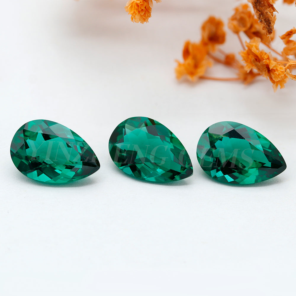 Lab Grown Zambian Emerald Cushion Pear Shape