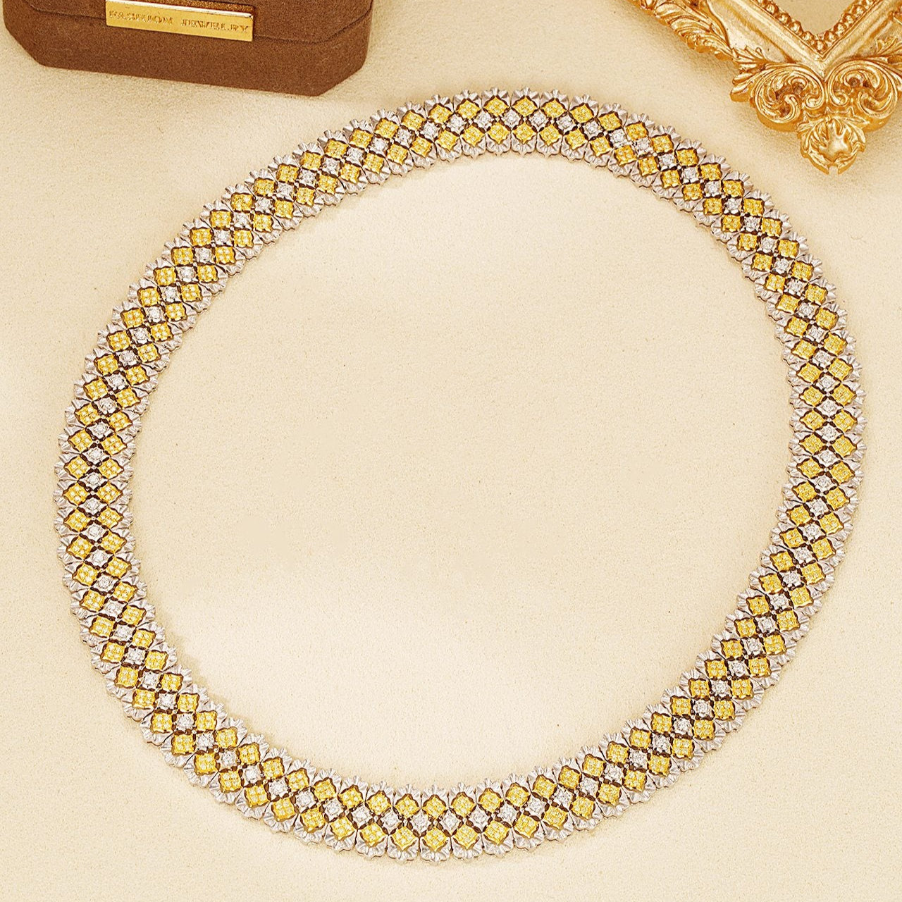 14K Luxury Full Set Yellow Diamond Chain