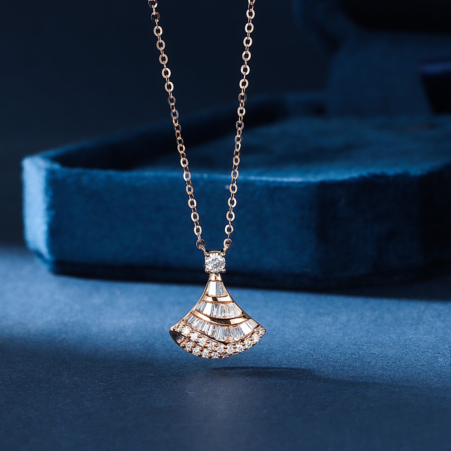 14K Lab Grown Diamond Fan Shaped Skirt Pendant