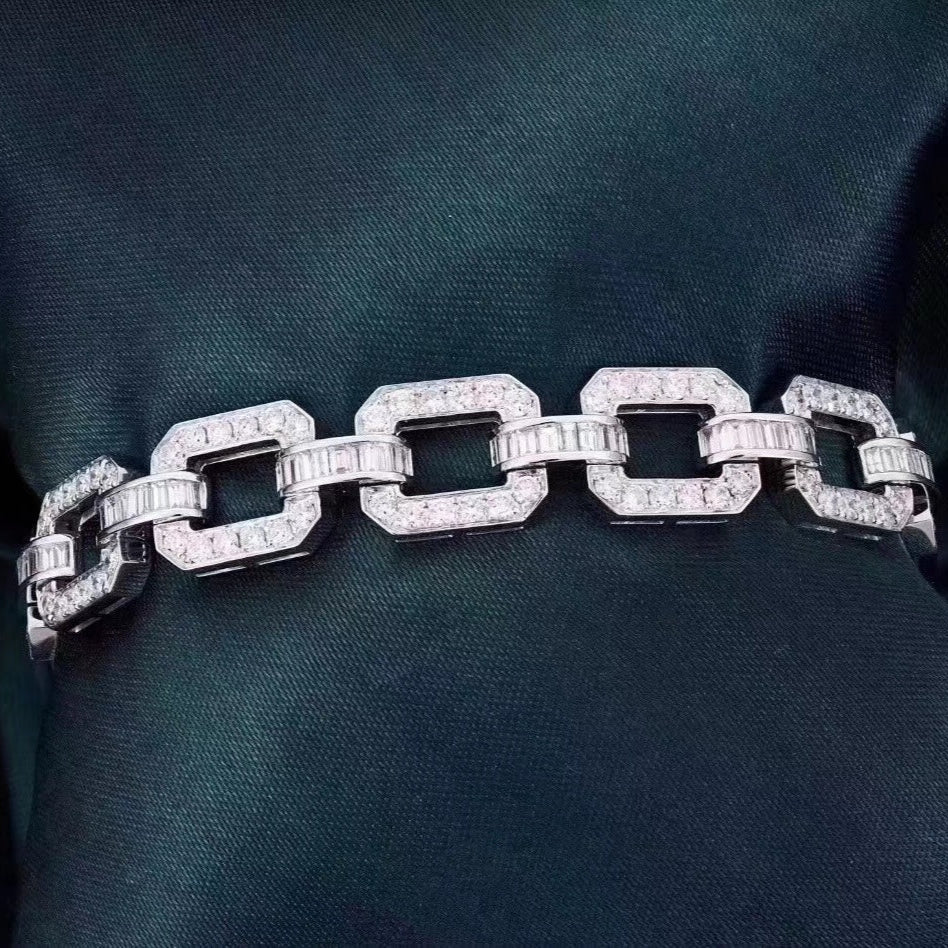 14K Lab Grown Diamond Sea Surface Temperature Single Row Bracelet