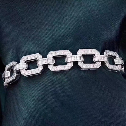 14K Lab Grown Diamond Sea Surface Temperature Single Row Bracelet