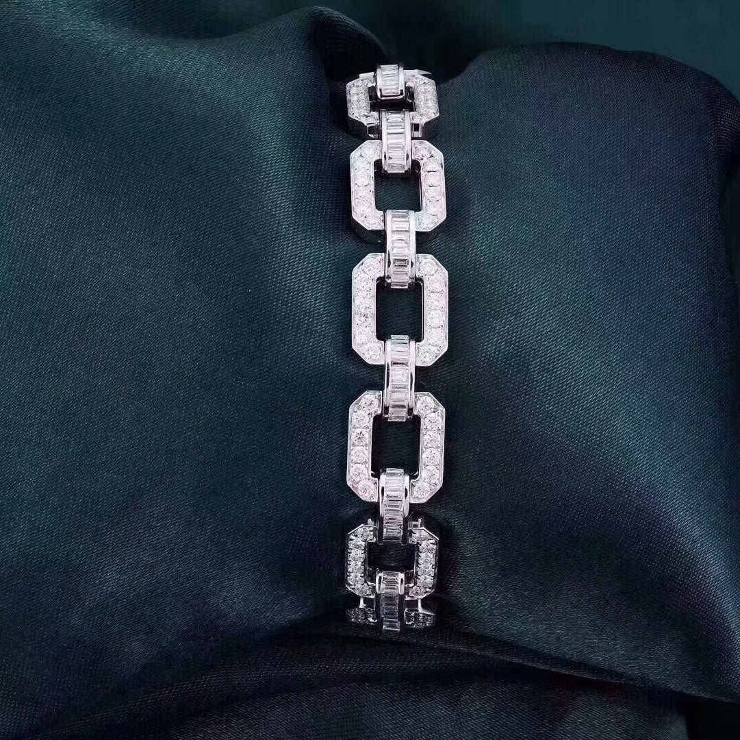 14K Lab Grown Diamond Sea Surface Temperature Single Row Bracelet