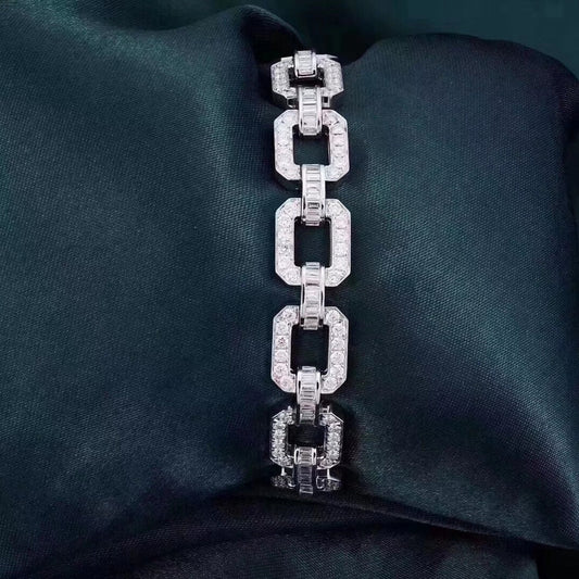 14K Lab Grown Diamond Sea Surface Temperature Single Row Bracelet